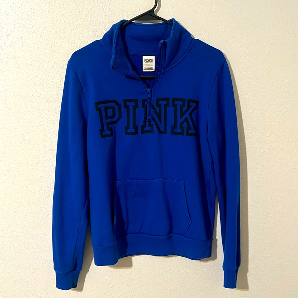 PINK,  Small, Blue 1/4 Zip Pull Over